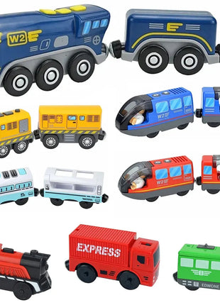 Locomotiva in legno Magnetic Electric Car Train Toys Fit Biro wood Diecast Slot Train Track Railway Educational Toys For Kids