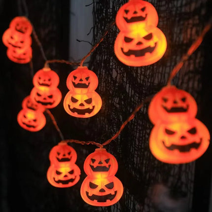 1PC Halloween 10 LED Battery Powered String Lights With Ghost Witch Cat Pumpkin Spider Web Skeleton Mummy Pirate Shape Indoor
