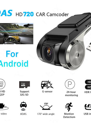 Dash Cam ADAS Car DVR ADAS Dashcam DVRs Video HD 720P USB TF Card 32G Auto Recorder for Android Multimedia Player DVD - Riparo82