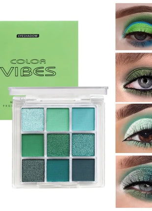 9 Colors Glitter Eyeshadow Palette Avocado Green Shimmer Pearlescent Matte Colorful Eye Shadows Palette Waterproof Eye Make Up - Riparo82