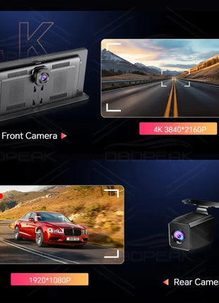 11.3" Dash Cam 4K Car Mirror Wireless Carplay Android Auto Multimedia Player GPS WiFi Universal Black Box Rearview Camera AUX BT - Riparo82