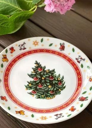 Set di piatti natalizi in ceramica ad alta temperatura, albero di Natale, piatto per cibo occidentale, bella tazza da caffè, ciotola, set natalizio di varietà ricca - riparo82