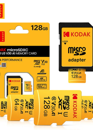 Scheda di memoria Micro SD KODAK 256 GB FINO a 95 MB/s Class10 U3 UHS-I 32 GB 64 GB 128 GB Scheda TF 4K HD per adattatore lettore di schede USB microsd