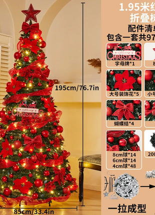 1.5M-2.25M Albero di Natale Allungabile PVC Floccato Albero di Natale Premium Denso Pino Artificiale Salvaspazio Pieghevole Ornamenti natalizi
