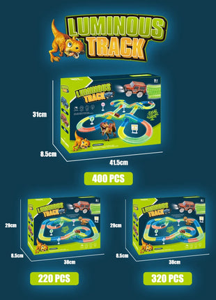Luminoso Dinosaur Track AssemblyLittle Car Emit Light Mountain Road RailKids Puzzle giocattolo giocoso ragazzi regalo di compleanno di natale - riparo82