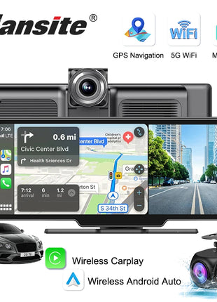 10.26'' Dash Cam 4K Car Mirror Video Player Wireless Carplay Android Auto GPS Car Monitor Multimedia Rearview Camera Dashboard - Riparo82