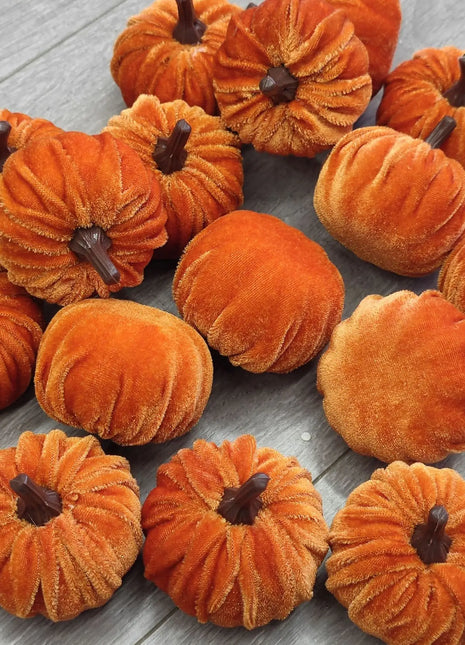 10pcs Velvet Artificial Pumpkin Decor Desktop Pumpkin Ornament Autumn Fall Thanksgiving Harvest Festival Halloween Decoration - Riparo82