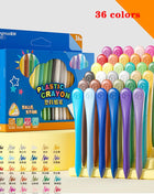 12/18/24/36 Colors Non-dirty Hand Plastic Crayons Washable and Erasable Color Crayons Children’s Painting School Office Supplies - Riparo82