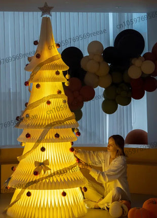 Natale grande ornamento per albero di Natale 2 m di altezza pieghevole in carta bianca decorazione per albero di Natale finestra ornamento luminoso