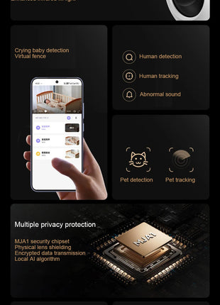 New xiaomiI Smart Camera 4 Dual-band Wi-Fi 68MP 4K HDR AI Tracking,Night VisionTwo-Way Audio,Home Security Baby Monitor CCTV CN - Riparo82