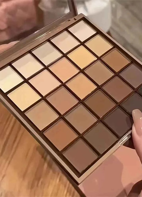 25 color eyeshadow palette - matte and shimmer, high pigmy brown nude, coffee chocolate student party daily stage makeup