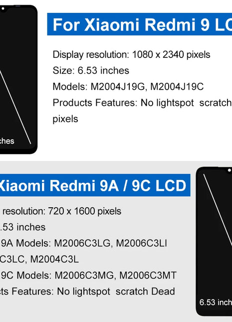 Test al 100% per Xiaomi Redmi 9 9A 9C Display LCD Touch Screen Digitizer per Redmi M2004J19AG M2004J19C Assemblea parti di ricambio - riparo82