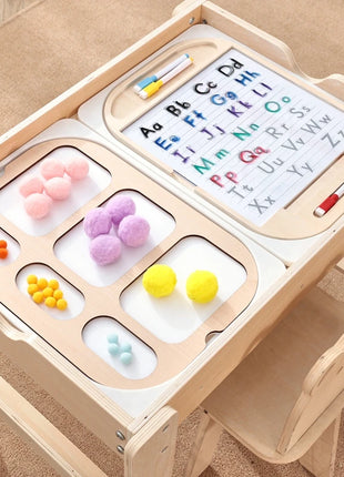 Tavolo sensoriale ottico in legno per bambini Montessori utilizzato per giochi da tavolo sensoriali Regalo di giocattoli per l'ortografia di numeri e lettere - riparo82