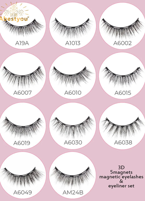 Abestyou 3 Pairs Mink Magnetic Eyelashes With Eyeliner Tweezers Cils Pestanas Magneticas Makeup Tools Accessoires De Maquillage - Riparo82