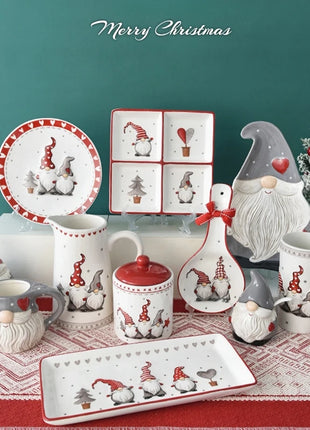 Set di posate in ceramica di babbo natale creativo nordico piatto per la cena in ceramica piatto per snack tazza per teiera per la casa barattolo sigillato regalo di natale - riparo82