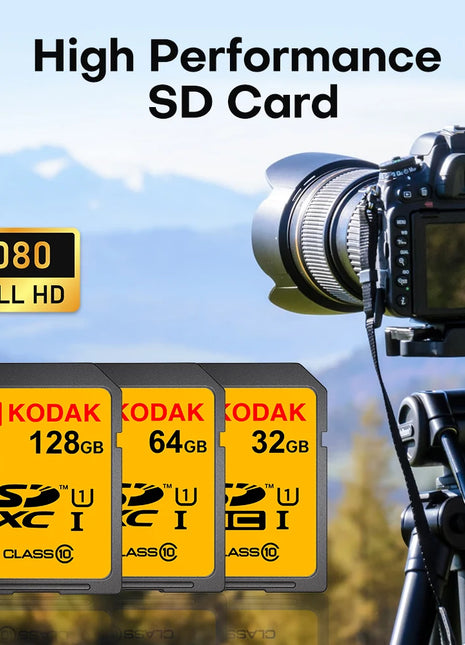 Scheda SD Kodak per HD SLR DV ad alta velocità Classe 10 U1 V30 UHS-I Scheda di memoria video 32GB 64GB 128GB SDXC Sdcards per fotocamera