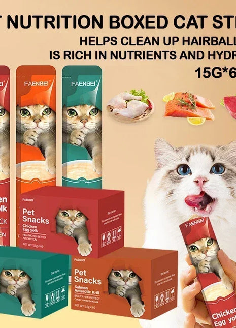 60 pezzi/scatola snack per gatti strisce per gatti scatola intera snack per gatti tonno salmone pollo grasso per gatti snack per animali cibo per gatti cibo per gatti snack - riparo82