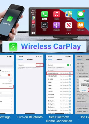 10.26'' Dash Cam 4K Car Mirror Video Player Wireless Carplay Android Auto GPS Car Monitor Multimedia Rearview Camera Dashboard - Riparo82