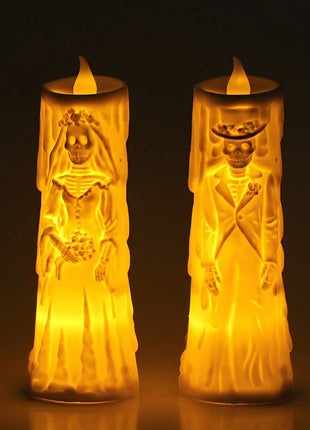 Halloween Horror Ghost Bride Groom LED Candle Electronic Light Halloween Skeleton Lamp Party Decoration Flameless Night Lights - Riparo82
