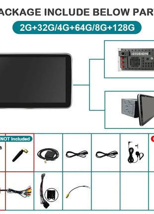 10 inch 2 DIN Android 14 Universal Multimedia Video Player, Car Radio, Wireless carplay android auto WiFi, GPS, Bluetooth, Audio - Riparo82