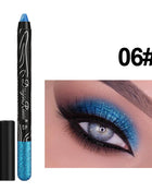 12 Colors Long-lasting Glitter Eyeshadow Pencil Pigment Blue Brown Black Eyeliner Pen Women Fashion Shimmer Eye Shadow Makeup - Riparo82