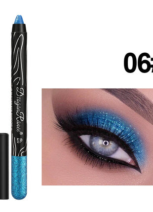 12 Colors Long-lasting Glitter Eyeshadow Pencil Pigment Blue Brown Black Eyeliner Pen Women Fashion Shimmer Eye Shadow Makeup - Riparo82