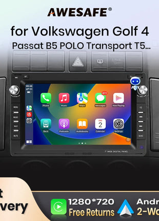 AWESAFE Carplay android Auto Radio for VW Golf 4 Passat POLO Transport T5 Multivan Seat Jetta Car Intelligent Systems Autoradio - Riparo82