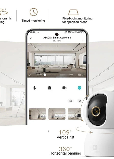 XIAOMI 360° Smart Camera 4，Dual-band Wi-Fi 6，8MP 4K HDR AI Tracking，Home Security Baby Monitor，Chinese Version With Adapter - Riparo82