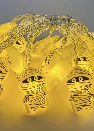 1PC Halloween 10 LED Battery Powered String Lights With Ghost Witch Cat Pumpkin Spider Web Skeleton Mummy Pirate Shape Indoor - Riparo82