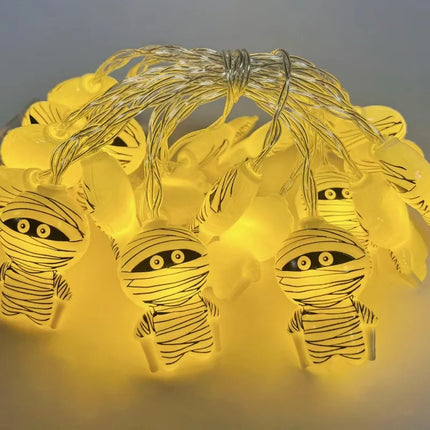 1PC Halloween 10 LED Battery Powered String Lights With Ghost Witch Cat Pumpkin Spider Web Skeleton Mummy Pirate Shape Indoor