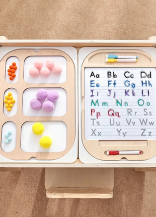 Tavolo sensoriale ottico in legno per bambini Montessori utilizzato per giochi da tavolo sensoriali Regalo di giocattoli per l'ortografia di numeri e lettere - riparo82