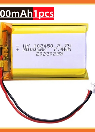 🐰 103450 3.7V 2000mAh Batteria ricaricabile ai polimeri di litio PH 2.0mm Spina a 2 pin per fotocamera Navigatore GPS Capacità MP5 - riparo82