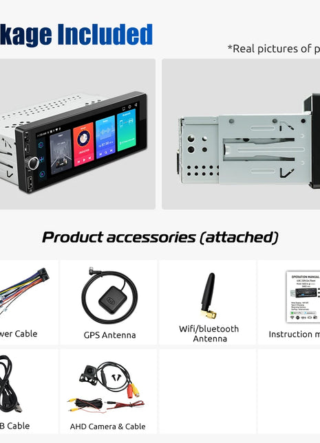 ESSGOO Single 1DIN 6.86" Android 14 4+64G Universal Car Stereo Radio CarPlay Android Auto Bluetooth USB Type-C Wifi FM GPS Navi - Riparo82