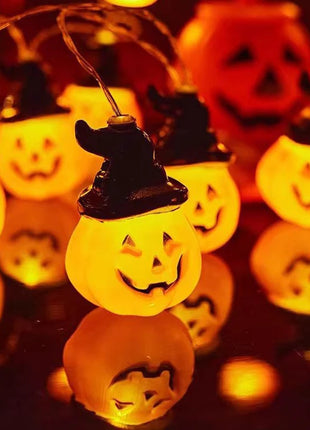 1.5M 10LED Halloween LED Light String Horror Eyeballs Pumpkin Spider Bat Skull Lamp Trick Or Treat Happy Halloween Party Decor - Riparo82