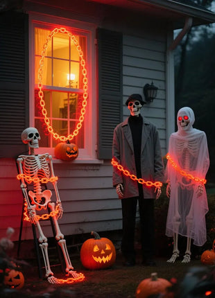 2/3M Halloween Plastic Chain Lights Props Chains with 8 Lighting Modes String Lights for Skeleton Dog Spooky Outdoor Decorations - Riparo82