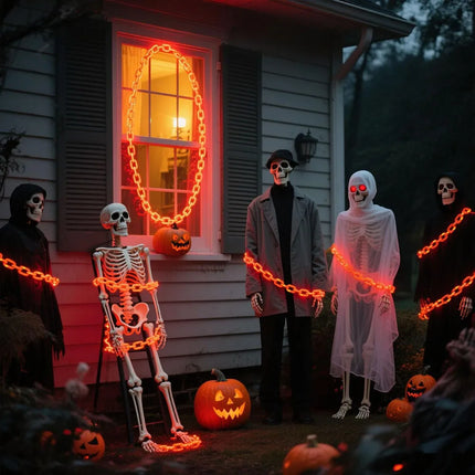 2/3M Halloween Plastic Chain Lights Props Chains with 8 Lighting Modes String Lights for Skeleton Dog Spooky Outdoor Decorations