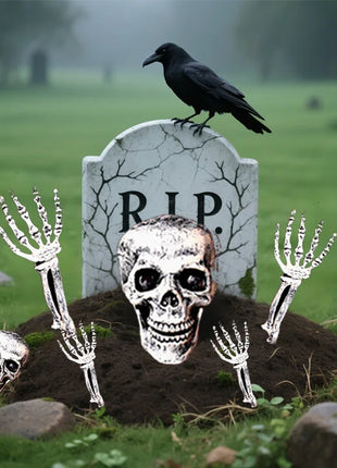 Halloween Hand Bone Skeleton Decorations Yard Inserting Ghost Arm Props for Outdoor Haunted House Party Horror Scene Decorations - Riparo82