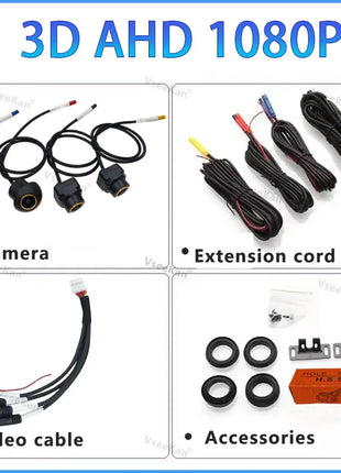 car 360°Panoramic Camera AHD1080P Front/Rear/Left/Right Camera 360 Panoramic Accessories for android multimedia Golden fisheye - Riparo82