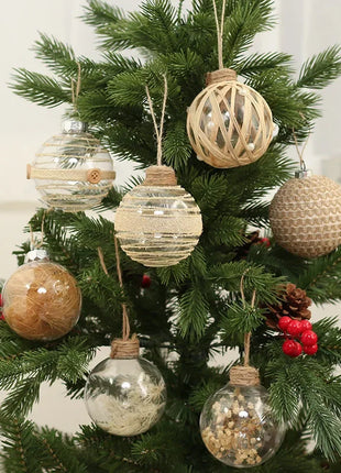 Ornamenti con palline di Natale in fattoria Decorazioni per l'albero di Natale Ornamenti pendenti di Natale Ghirlanda di tela per le vacanze di Natale Decorazioni per feste Boho - riparo82