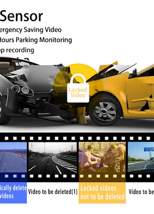 DashCam 4K for car Camera Front and Rear DVR with Reversing Touch Screen 24h Parking G-sensor with 64GB Card - Riparo82