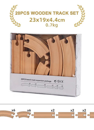 NUOVO Set di binari in legno Pacchetto di espansione per binari in legno di faggio Set di binari ferroviari adatti per tutte le marche Treni Giocattoli per regali per bambini