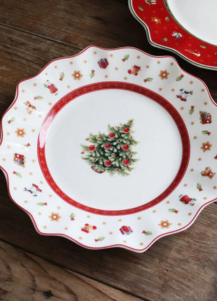 Tesoro tedesco Porcellana dura Giocattolo natalizio Joy Piatto piano multi-angolo Tazza di Natale Piattino Ciotola Candeliere - riparo82