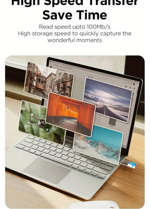 Chiavetta USB ad alta velocità collegata a laptop, trasferimento foto rapido, riparo82 elettronica