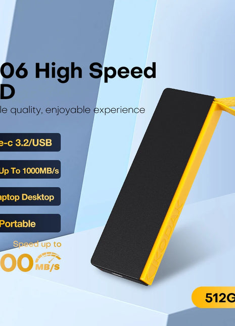 Kodak Unità Esterna Disco Rigido SSD Portatile 1TB 512GB 256GB 128GB USB3.2 Tipo-C Gen2 Ad Alta Velocità 1000MB/s Per Il Computer Portatile Desktop X206