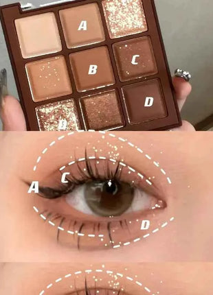 Urbancy 9 color Chocolate Eyeshadow Palette Matte Pearlescent Glitter Glitter Earth Eyeshadow Makeup
