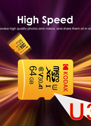 Kodak Micro SD 256GB 128GB U3 e 64GB 32GB C10 Scheda SD Flash Drive Scheda di memoria Classe 10 4K cartao de Memoria Scheda di memoria Micro SD