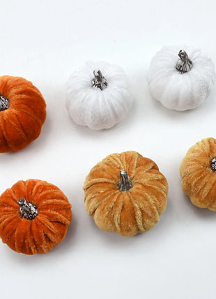 10pcs Velvet Artificial Pumpkin Decor Desktop Pumpkin Ornament Autumn Fall Thanksgiving Harvest Festival Halloween Decoration - Riparo82