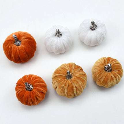 10pcs Velvet Artificial Pumpkin Decor Desktop Pumpkin Ornament Autumn Fall Thanksgiving Harvest Festival Halloween Decoration