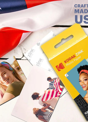Carta fotografica originale Kodak Premium Zink da 2"x3" (20-100 fogli) compatibile con Kodak Smile, Kodak Step, carta fotografica PRINTOMATIC