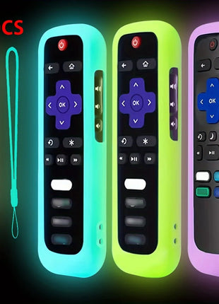 1/2/3 piece set of luminous silicone remote control with rope suitable for TCL Hisense Roku TV remote control - Riparo82